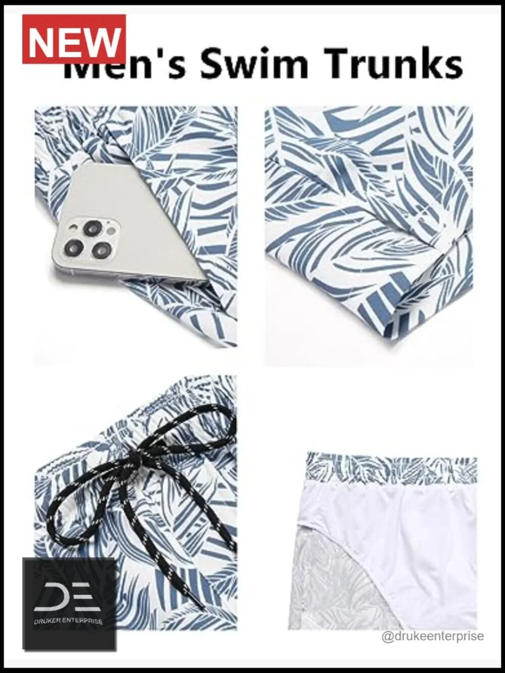 Men's Quick Dry Swim Trunks with Pockets UPF 50 Board Shorts